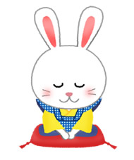 新年のあいさつをするうさぎの画像