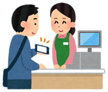 笑顔のレジの人のイラスト