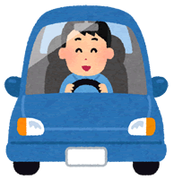 笑顔で車を運転する人のイラスト
