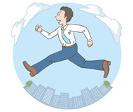 元気に走る男性のイラスト