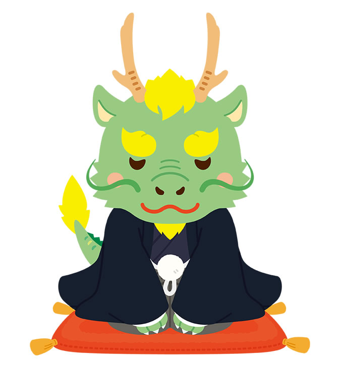 新年を挨拶をする辰のイラスト