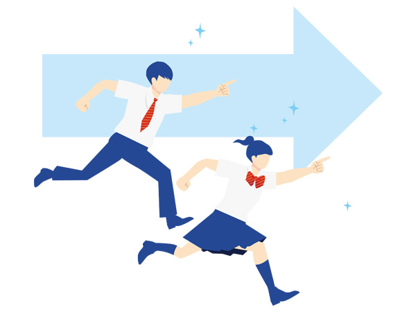 目標に向かって走る高校生のイラスト