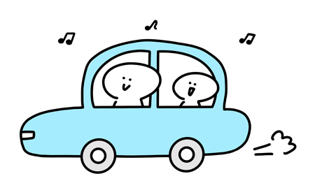 楽しくドライブする2人のイラスト