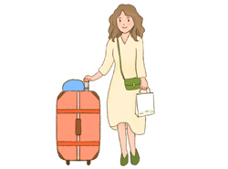 スーツケースを持つ女性のイラスト