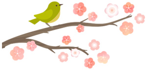 梅とメジロのイラスト