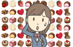 どのチョコレートにするか迷う女子高生のイラスト
